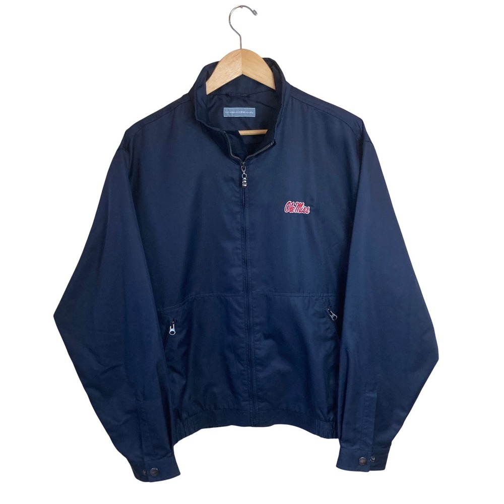 Cutter & Buck Jacket Men XL Ole Miss Rebels WeatherTec Full Zip Navy Blue Vented